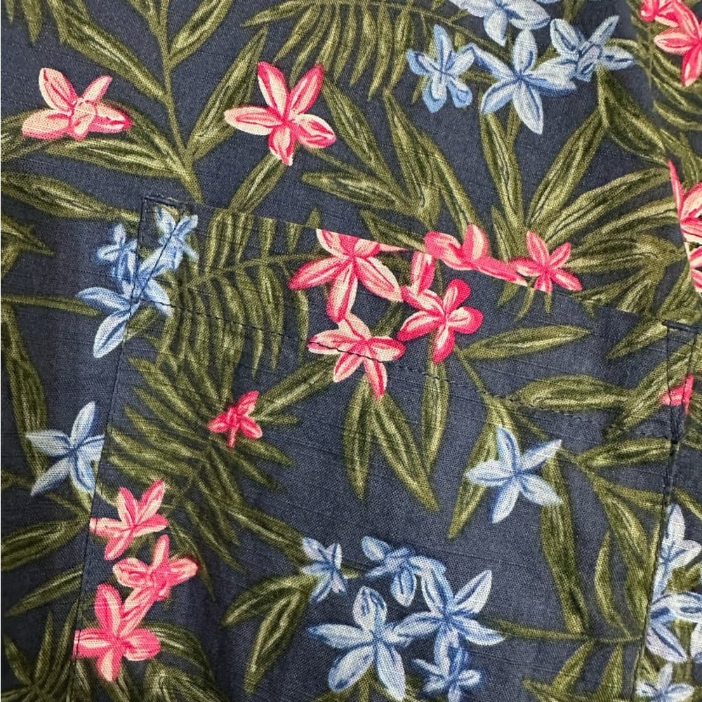 Style & Co Blue Floral Button Up Short Sleeve Shirt Women’s Large Cotton Top - Thumbnail 2