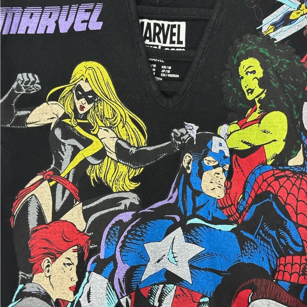 Marvel Graphic Bodysuit Black Strappy Superhero Print Size Medium Captain - Thumbnail 2