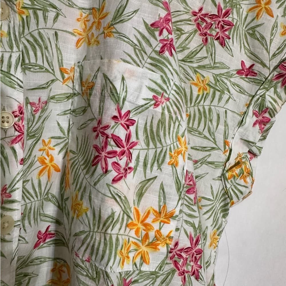 Style & Co Tropical Floral Rihanna White Blend Button-Up Shirt Size Large NWT - Thumbnail 6