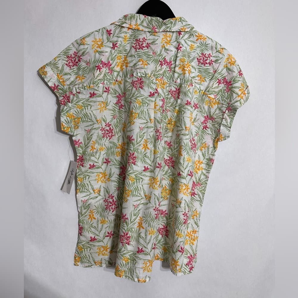 Style & Co Tropical Floral Rihanna White Blend Button-Up Shirt Size Large NWT - Thumbnail 3