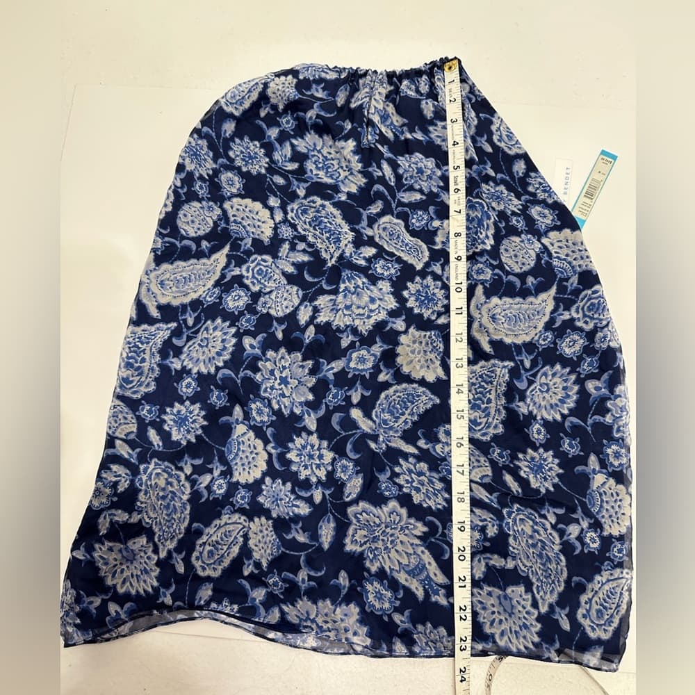 NWT Alice + Olivia Blue White Paisley Floral Silk Halter Y2K Top Blouse Medium - Thumbnail 14