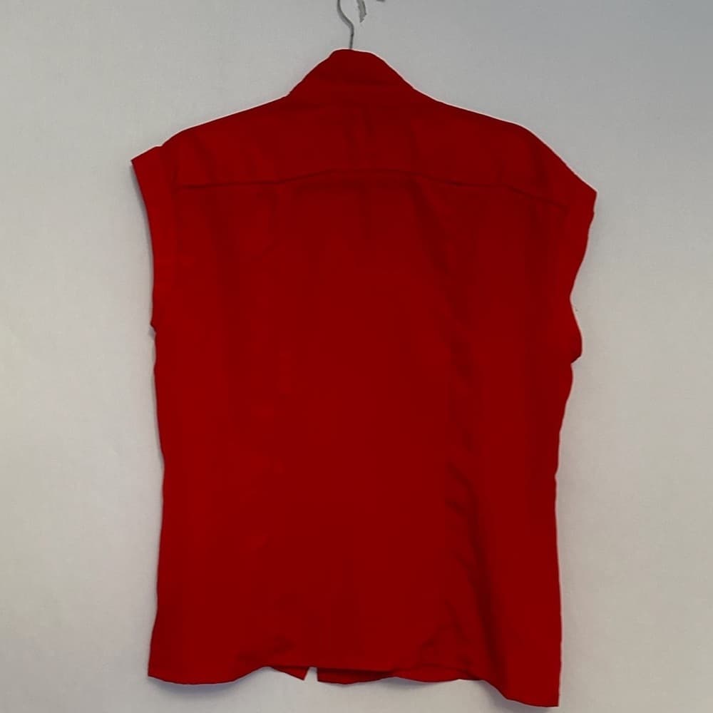 Jason Wu for Target Red Sleeveless Button Up Blouse Collared Pleated Women’s XL - Thumbnail 3