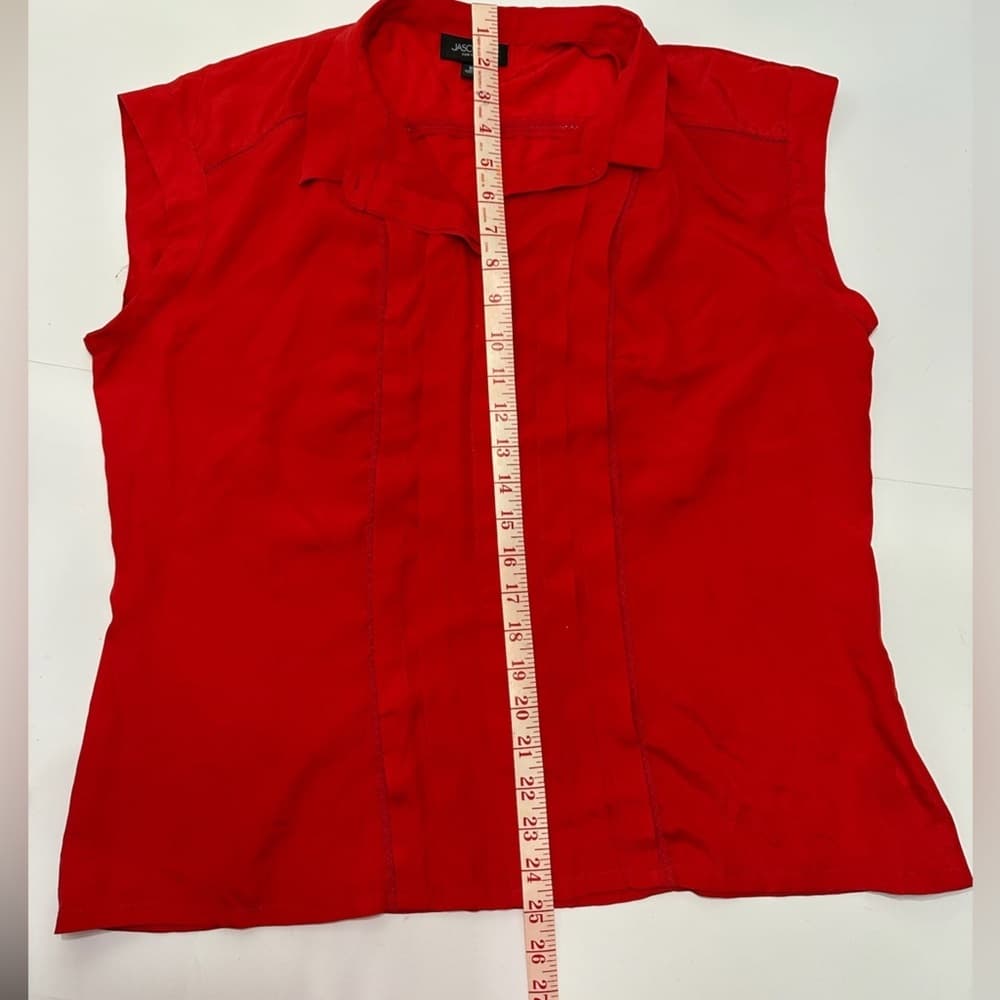 Jason Wu for Target Red Sleeveless Button Up Blouse Collared Pleated Women’s XL - Thumbnail 8