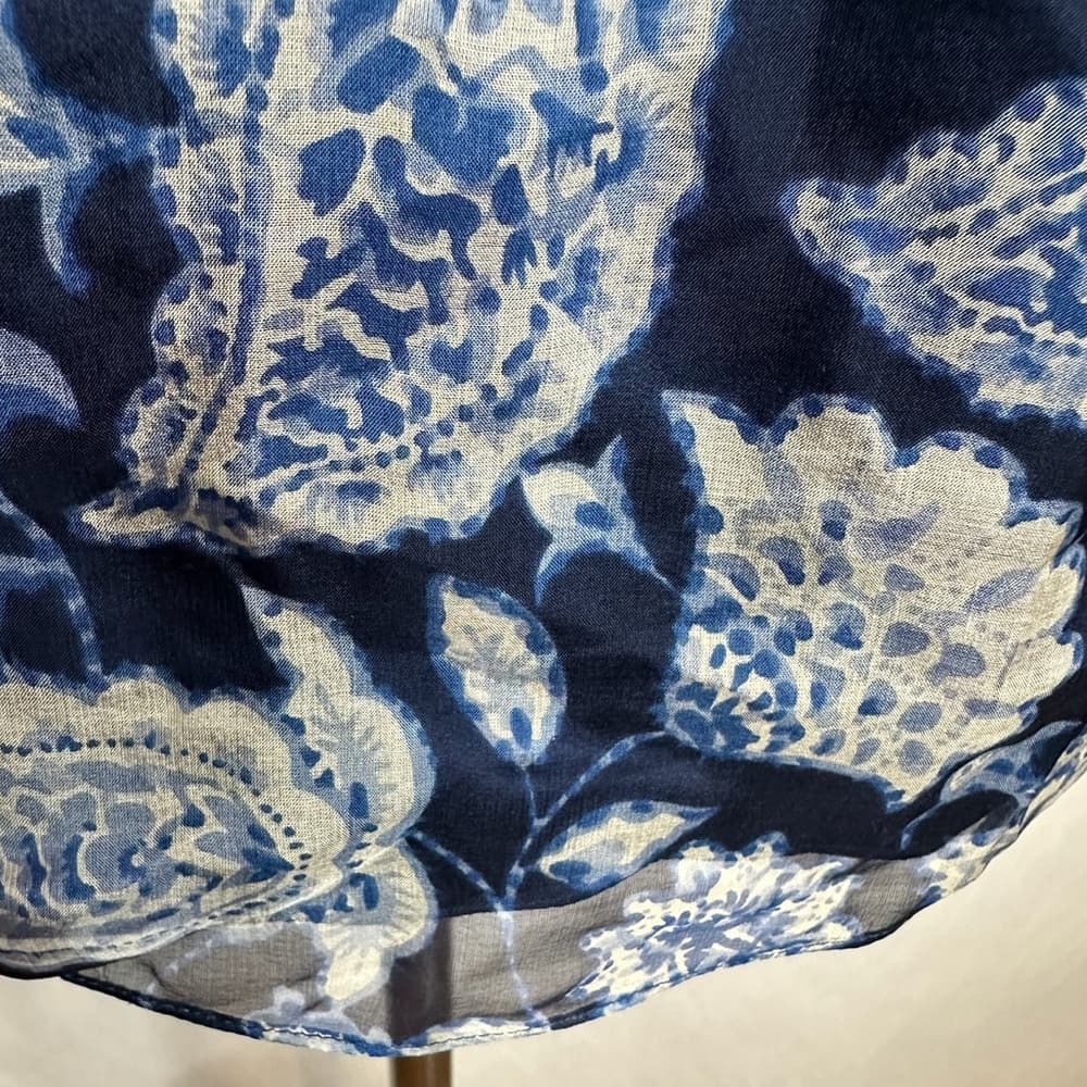 NWT Alice + Olivia Blue White Paisley Floral Silk Halter Y2K Top Blouse Medium - Thumbnail 6