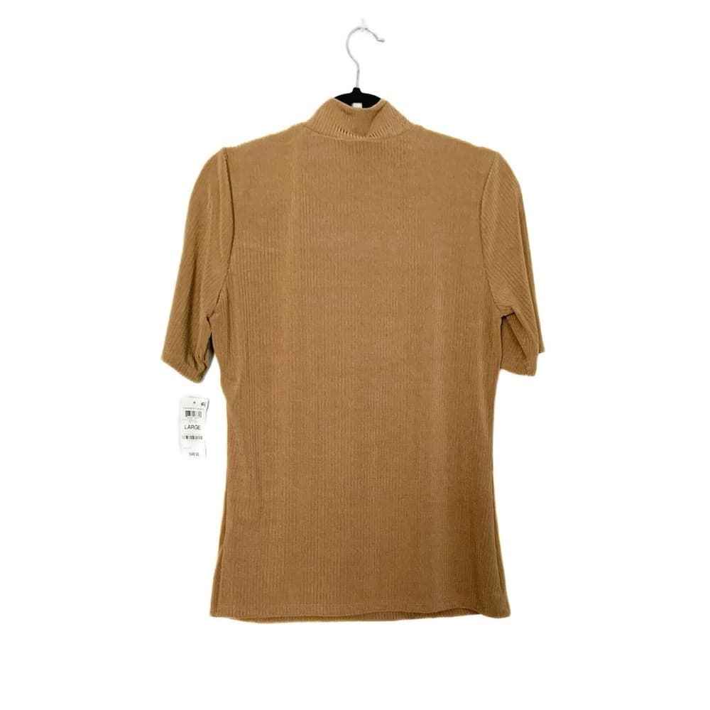 NWT INC I.N.C. International Concepts Short Sleeve Cutout Mock Neck Top Shirt - Thumbnail 4