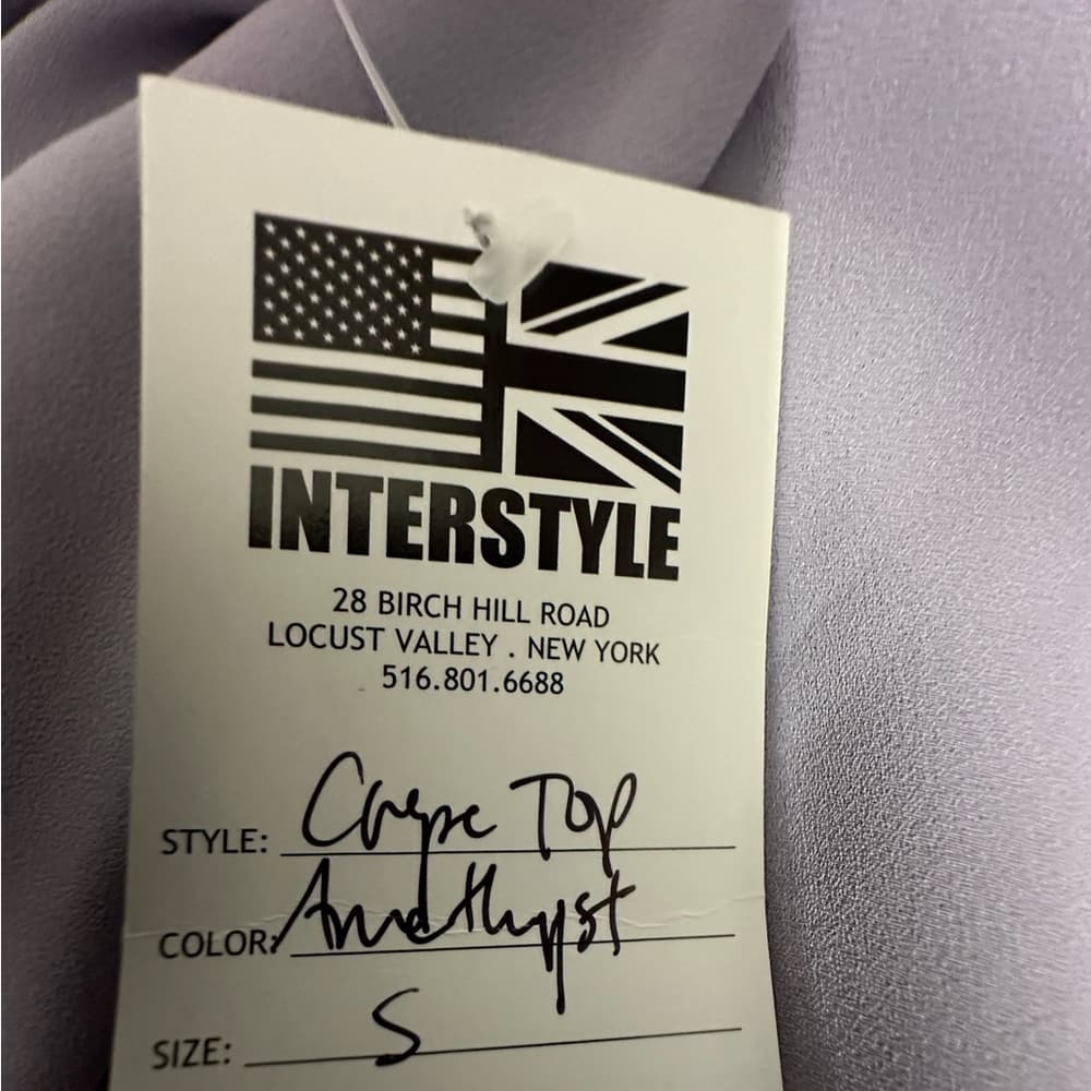 Interstyle “Amethyst” Dusty Lilac Wrap Blouse Soft Drape Roll Sleeve Size Small - Thumbnail 8