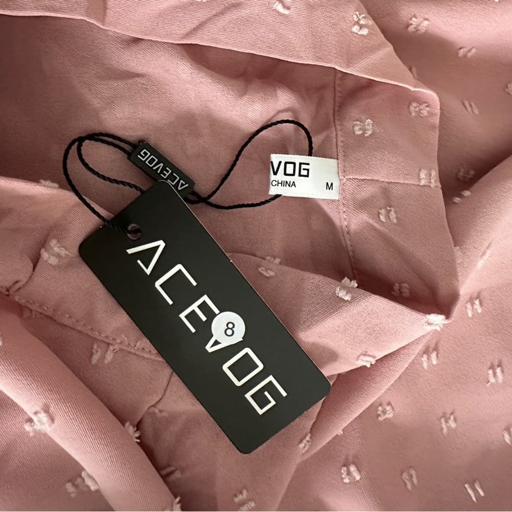 NWT ACEVOG Dusty Rose Pink Long Sleeve Bow Blouse Feminine Cottagecore Medium - Thumbnail 5