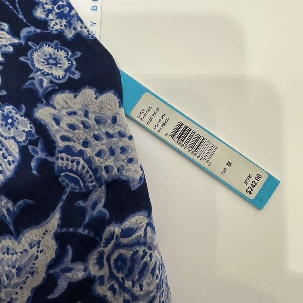 NWT Alice + Olivia Blue White Paisley Floral Silk Halter Y2K Top Blouse Medium - Thumbnail 15