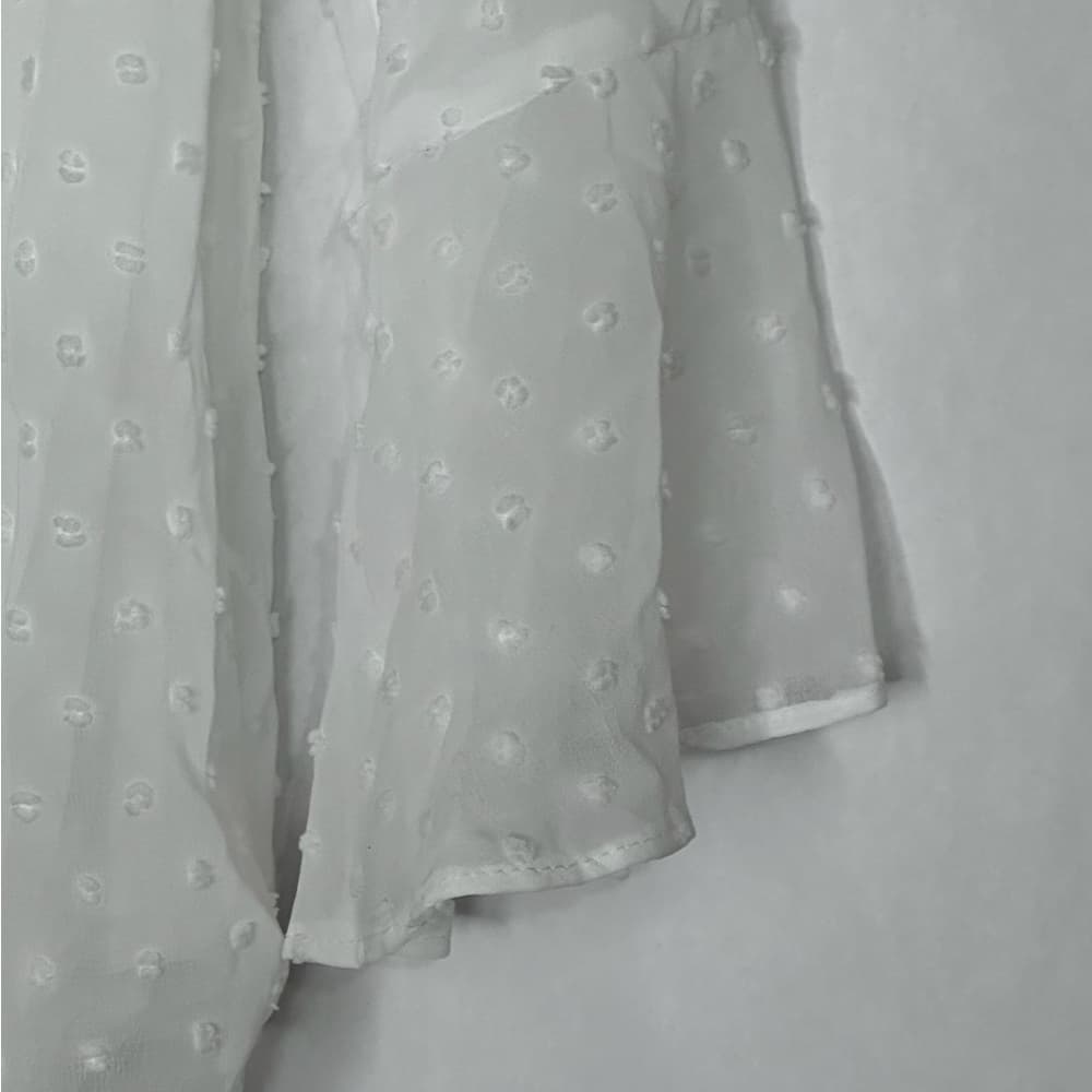 NWT Style & Co Bright White Swiss Dot Pintuck Blouse Top Sheer Long Sleeve Small - Thumbnail 3