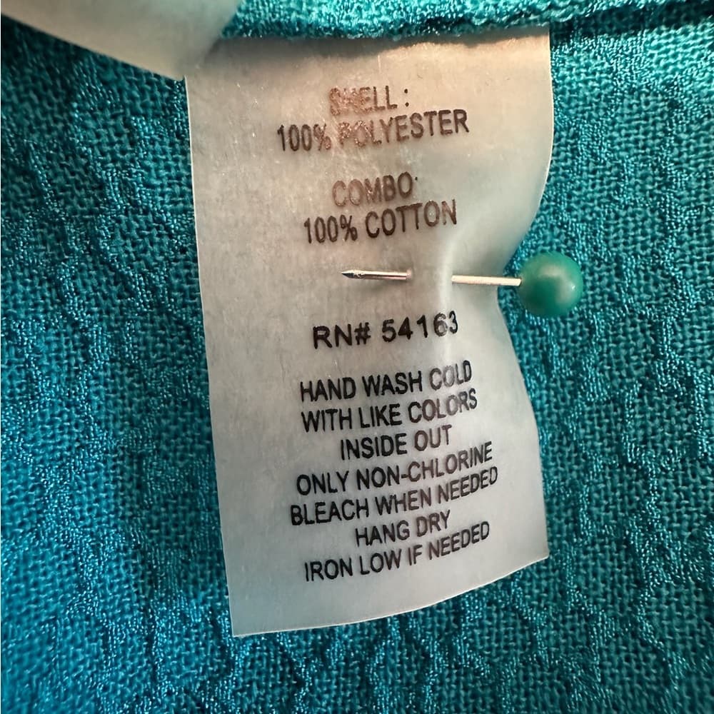 Calvin Klein Teal Lace Inlet Blouse Long Sleeve Women’s Small Office Business - Thumbnail 7