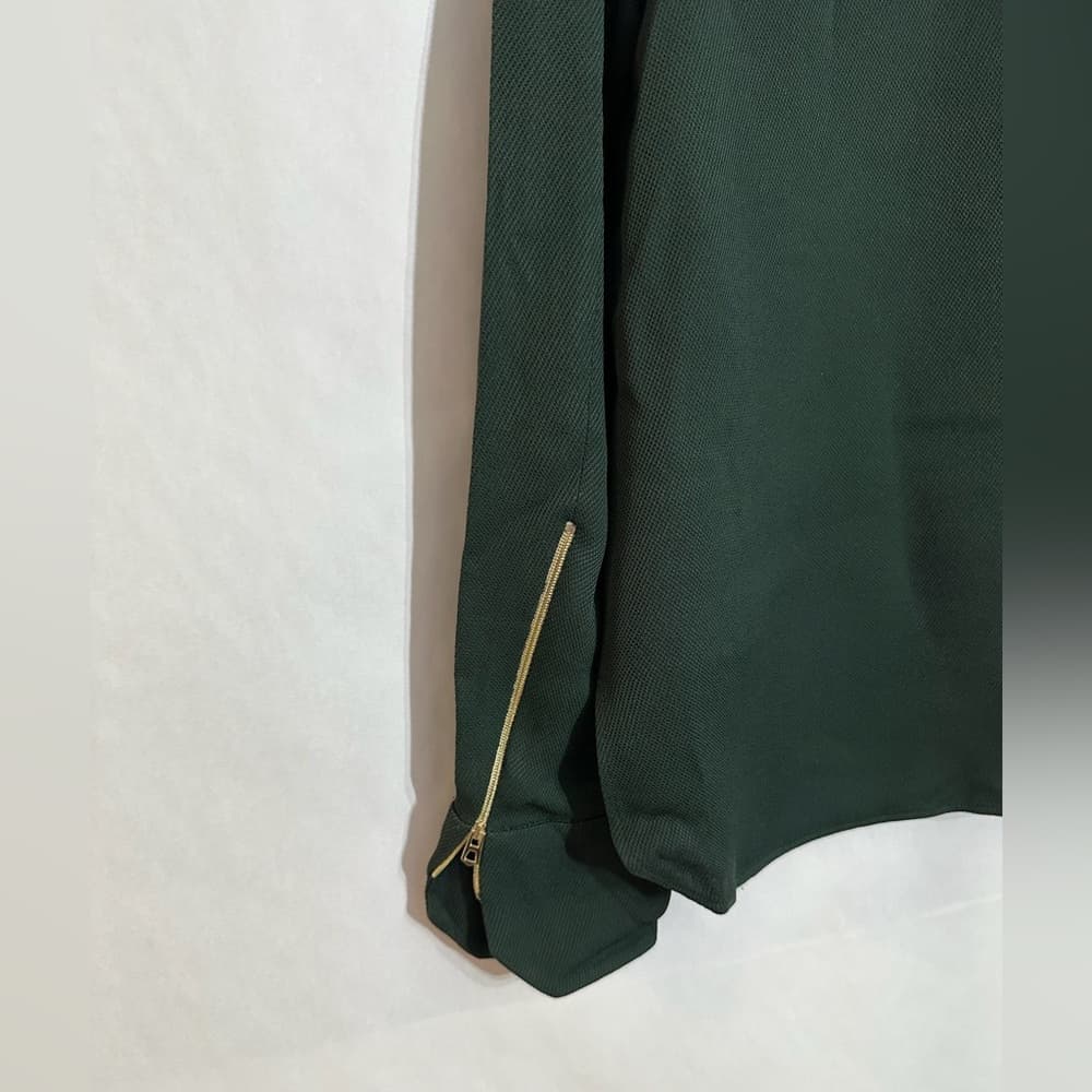 Zara Woman Forest Green Zip Detail Blouse Size XS Gold Hardware - Thumbnail 4