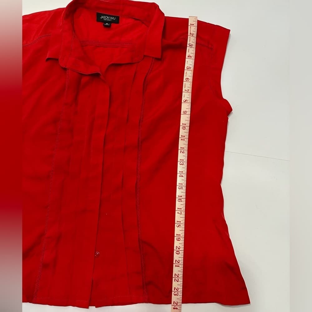 Jason Wu for Target Red Sleeveless Button Up Blouse Collared Pleated Women’s XL - Thumbnail 10
