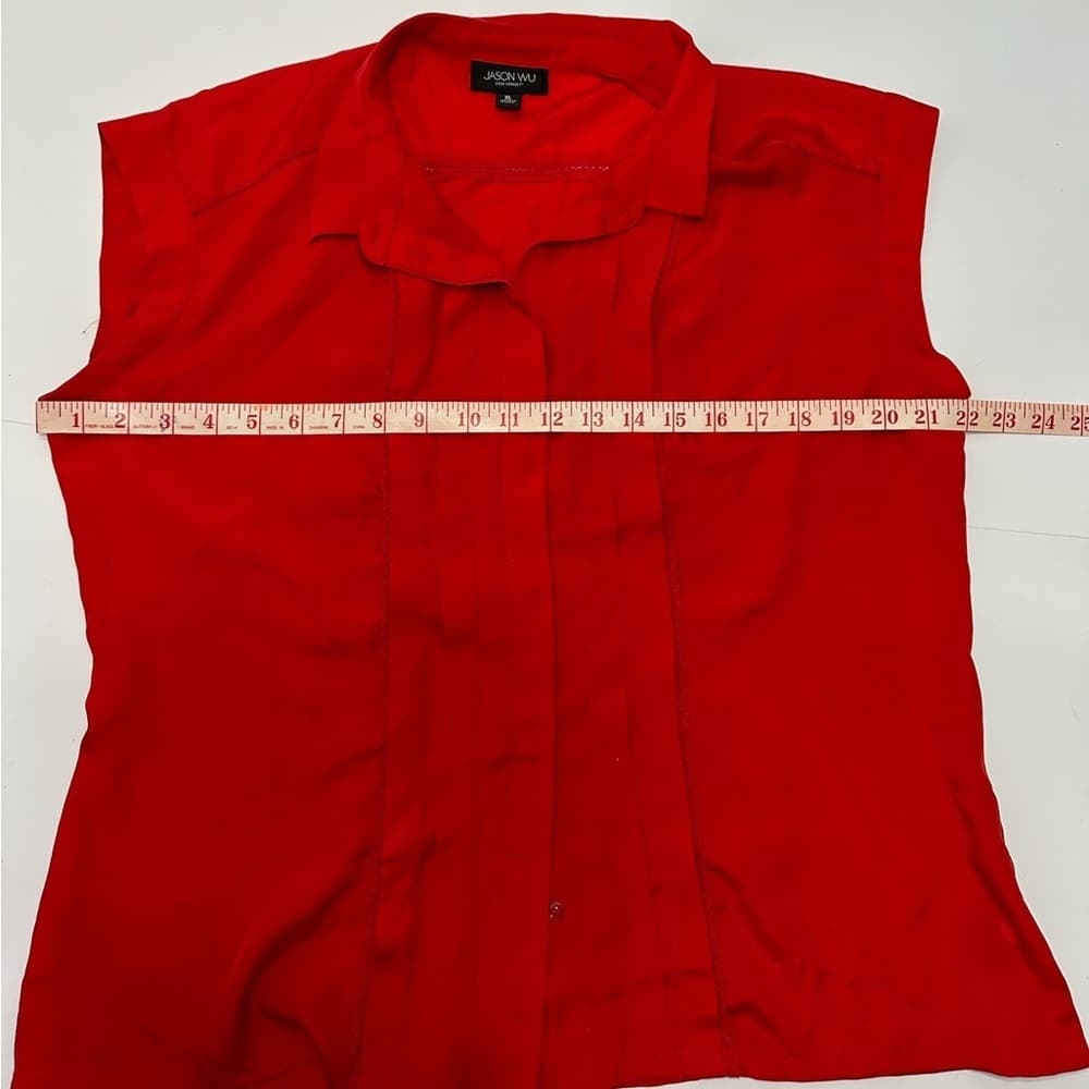 Jason Wu for Target Red Sleeveless Button Up Blouse Collared Pleated Women’s XL - Thumbnail 9