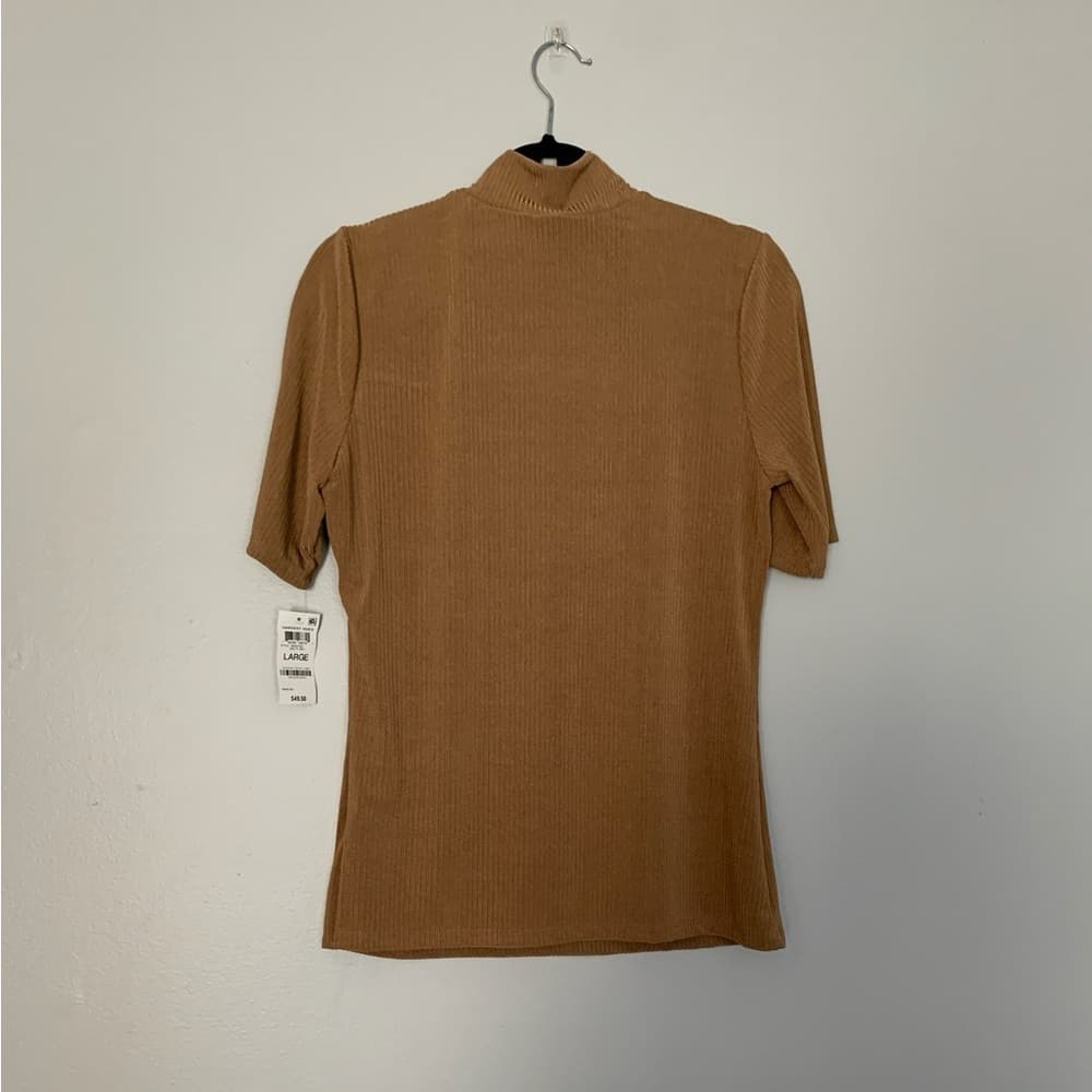 NWT INC I.N.C. International Concepts Short Sleeve Cutout Mock Neck Top Shirt - Thumbnail 5
