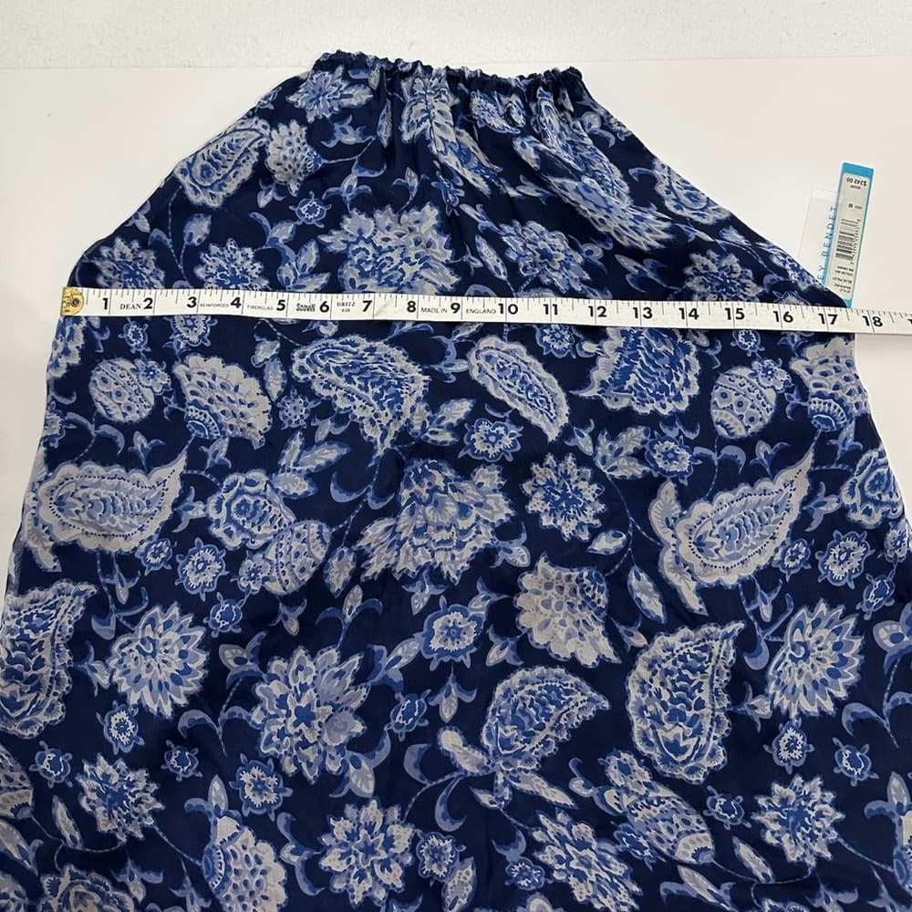 NWT Alice + Olivia Blue White Paisley Floral Silk Halter Y2K Top Blouse Medium - Thumbnail 13
