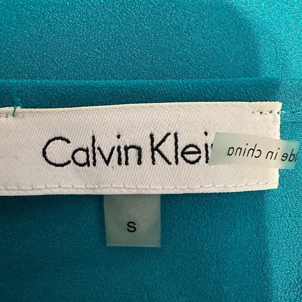 Calvin Klein Teal Lace Inlet Blouse Long Sleeve Women’s Small Office Business - Thumbnail 6