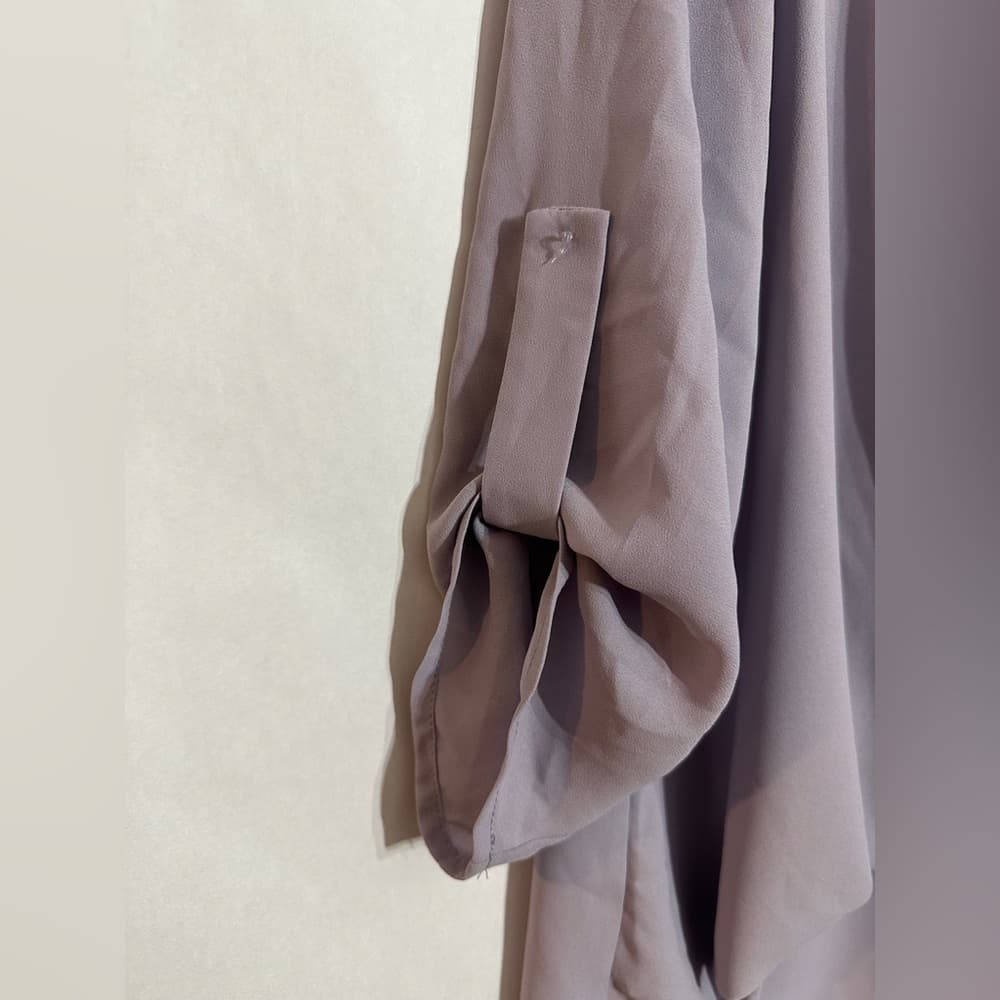 Interstyle “Amethyst” Dusty Lilac Wrap Blouse Soft Drape Roll Sleeve Size Small - Thumbnail 2