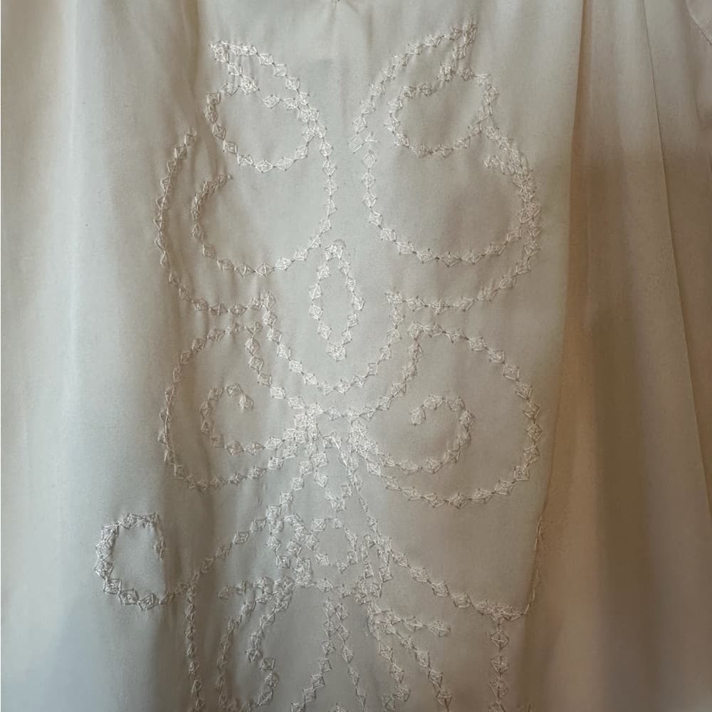 Bohemian Beige Embroidered Peasant Blouse Boho See measurements - Thumbnail 4