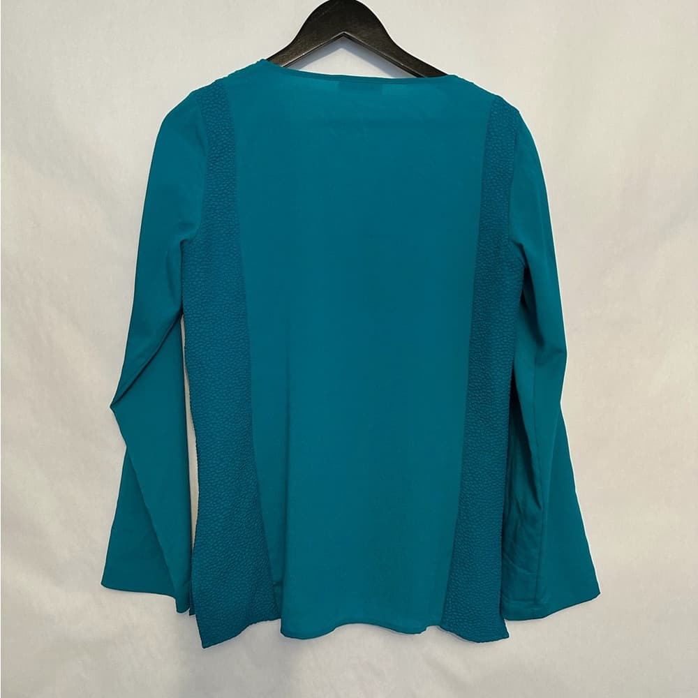 Calvin Klein Teal Lace Inlet Blouse Long Sleeve Women’s Small Office Business - Thumbnail 3