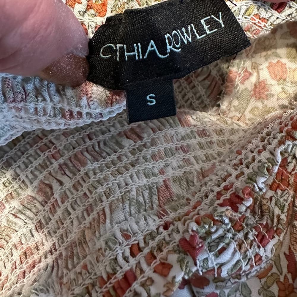 Cynthia Rowley Floral Smocked Blouse - Bohemian Peasant Size Women’s Small - Thumbnail 2