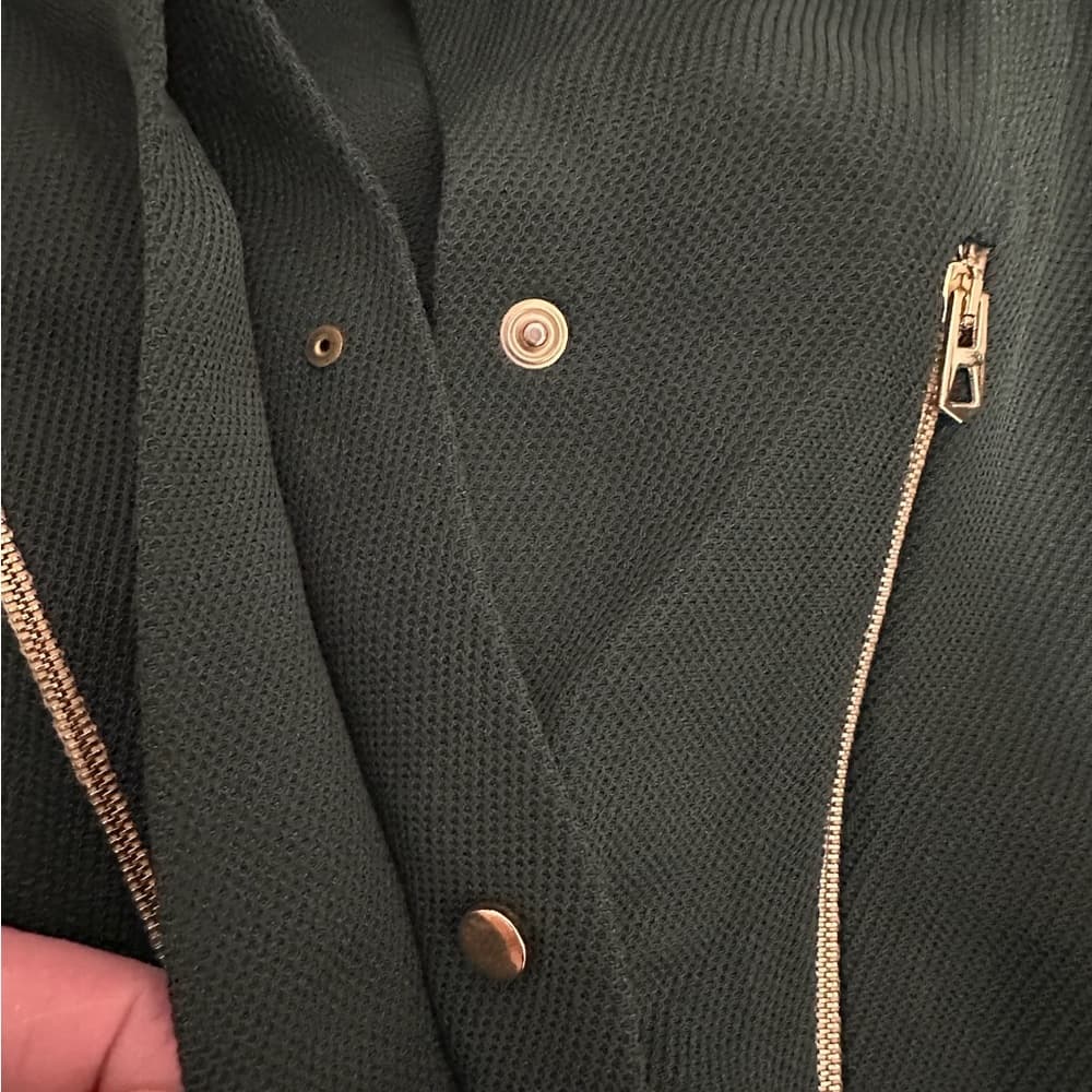 Zara Woman Forest Green Zip Detail Blouse Size XS Gold Hardware - Thumbnail 5