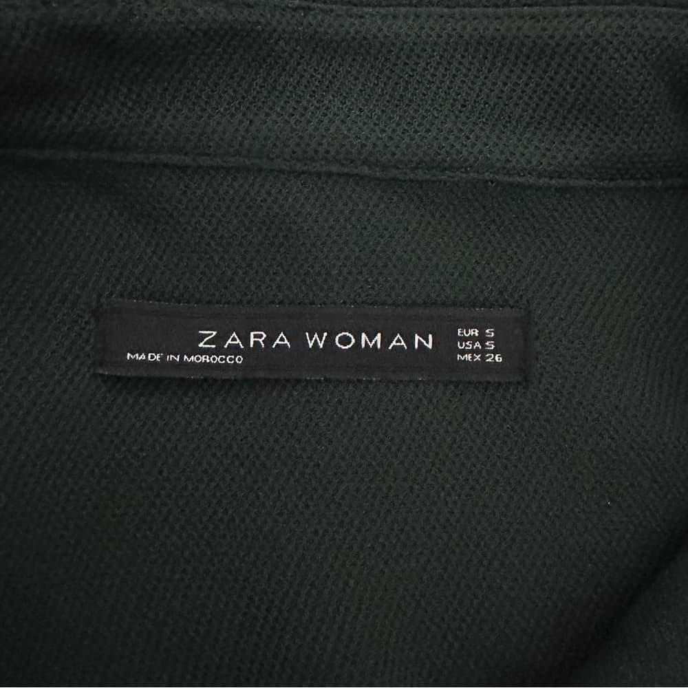 Zara Woman Forest Green Zip Detail Blouse Size XS Gold Hardware - Thumbnail 8