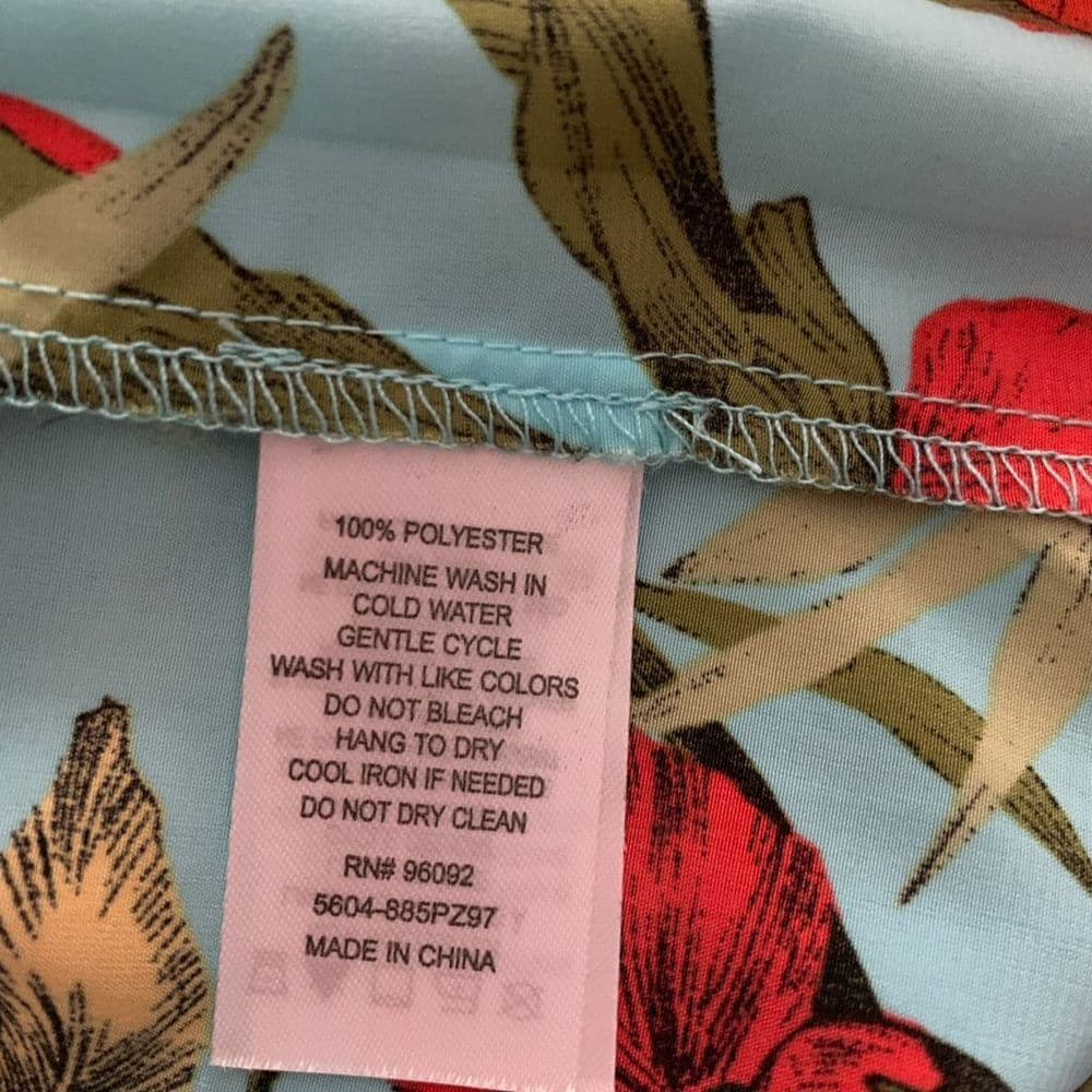 Carolina Belle Turquoise Floral Sleeveless Blouse Women’s Size Large Tropical - Thumbnail 7