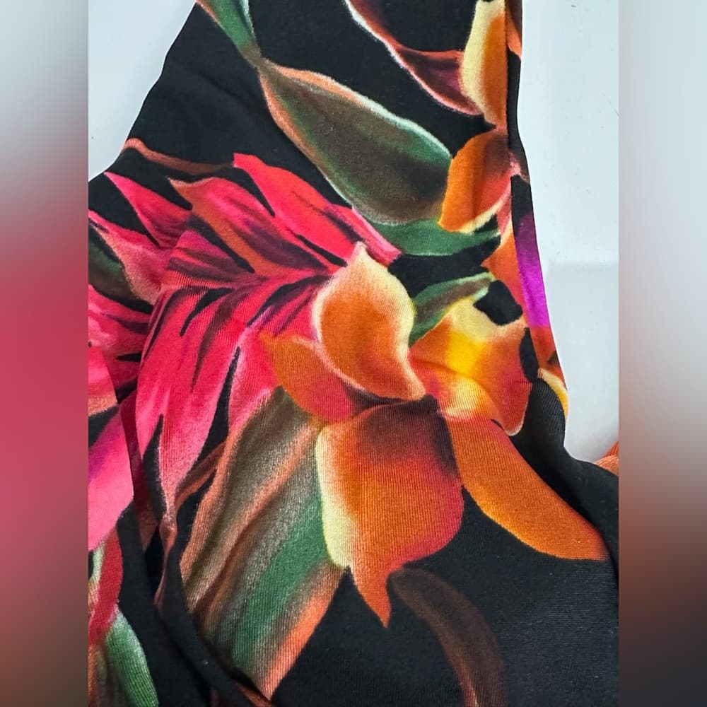 Take Control by Longitude Black Tropical One Piece Swimsuit Vintage Size 10 - Thumbnail 4