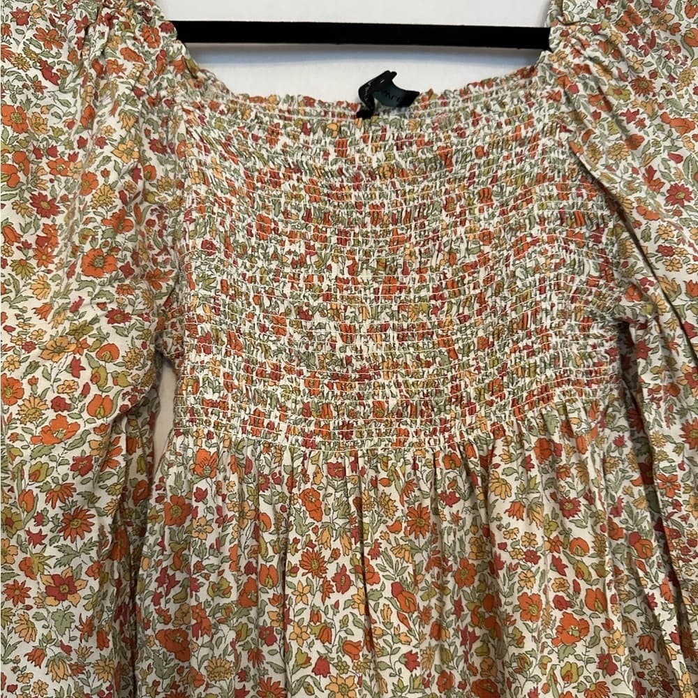 Cynthia Rowley Floral Smocked Blouse - Bohemian Peasant Size Women’s Small - Thumbnail 8