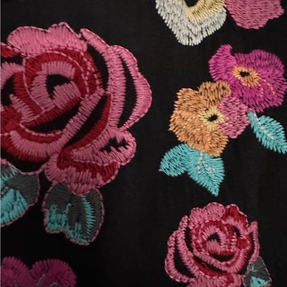 Savanna Jane Arcadia Embroidered Bib Top Polka Dot Floral Black Women’s Small - Thumbnail 3