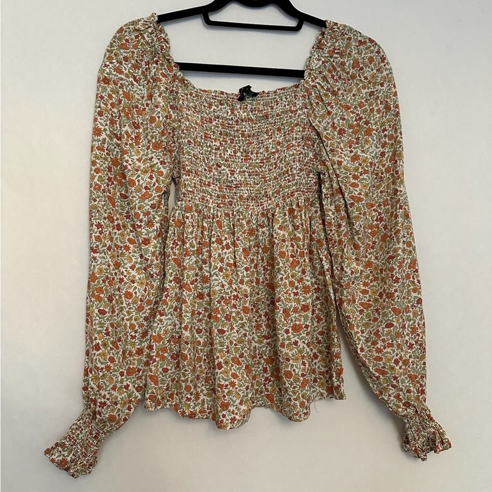 Cynthia Rowley Floral Smocked Blouse - Bohemian Peasant Size Women’s Small - Thumbnail 9