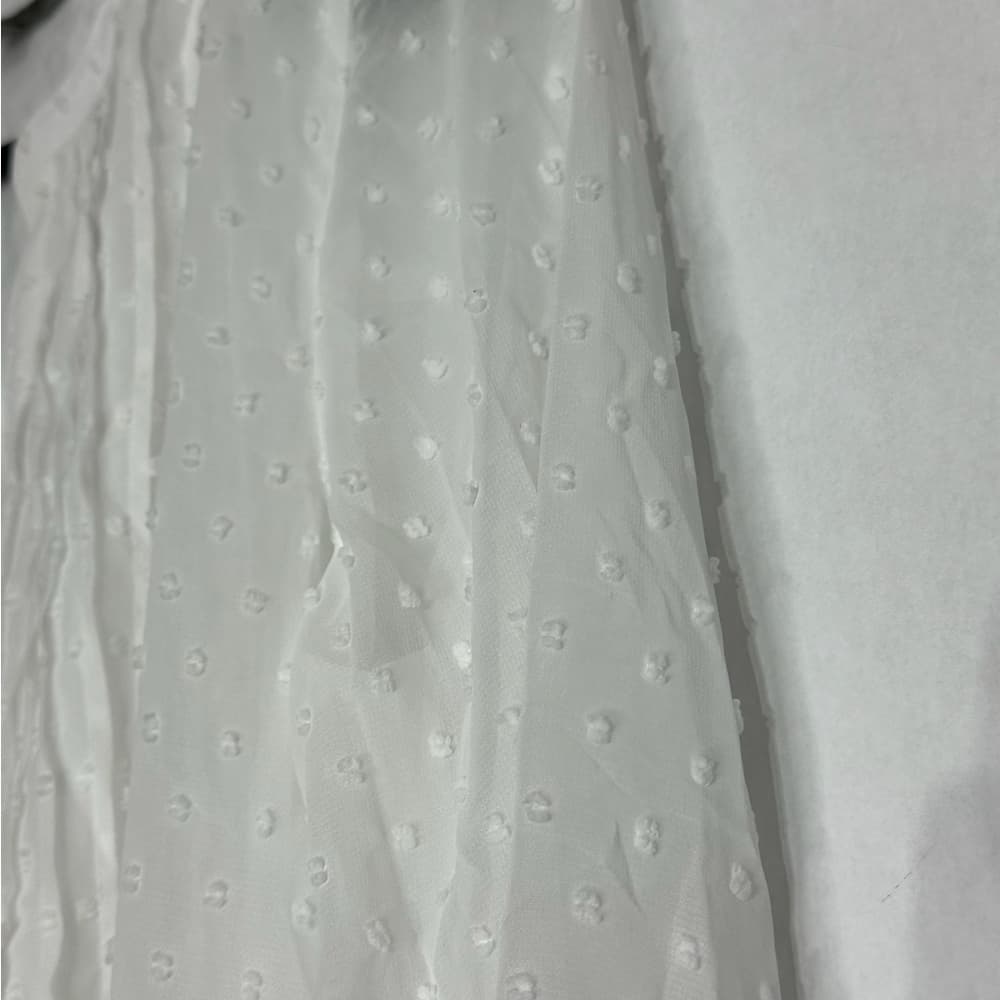NWT Style & Co Bright White Swiss Dot Pintuck Blouse Top Sheer Long Sleeve Small - Thumbnail 2