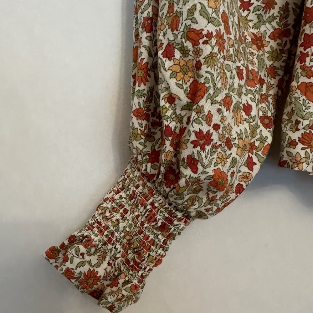 Cynthia Rowley Floral Smocked Blouse - Bohemian Peasant Size Women’s Small - Thumbnail 7