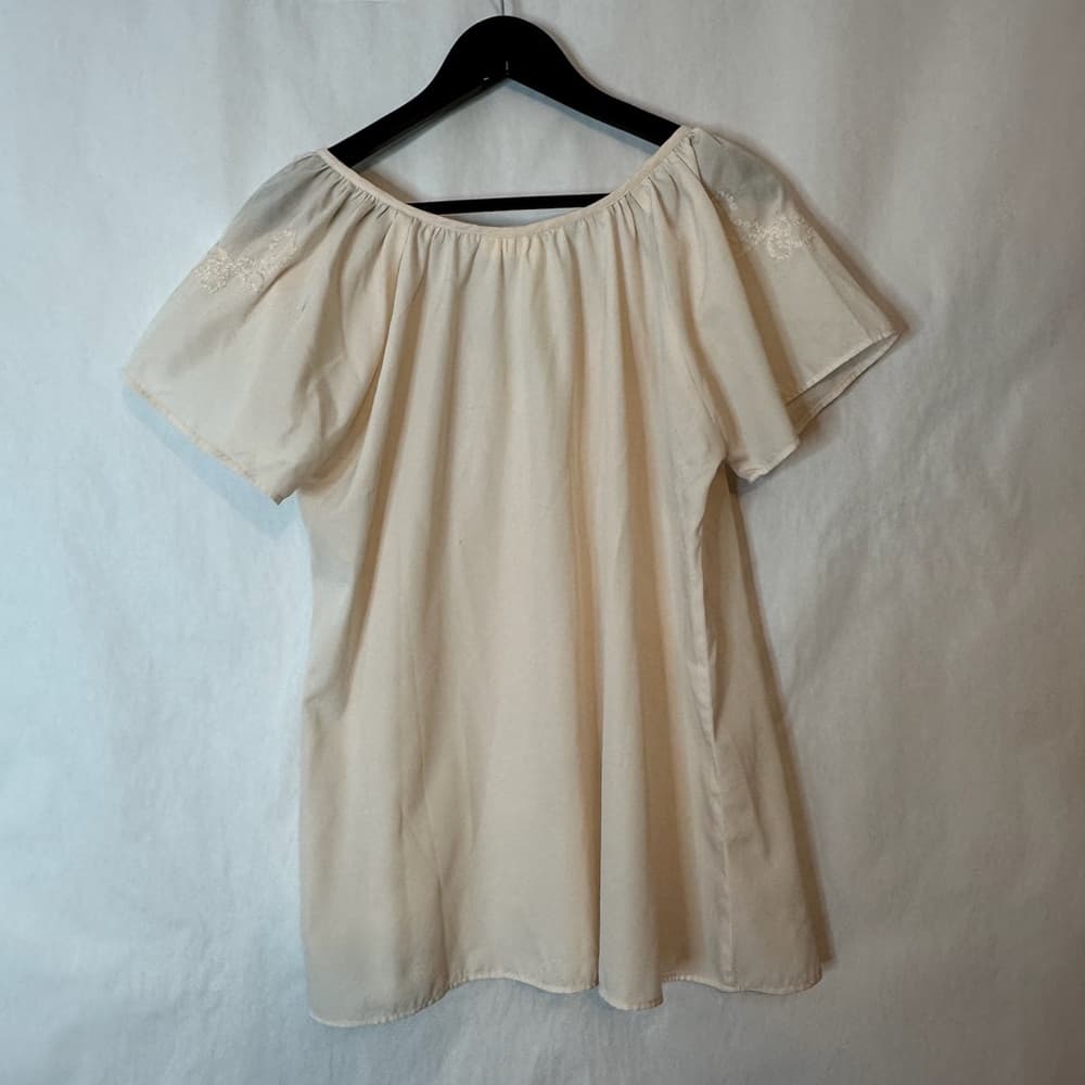 Bohemian Beige Embroidered Peasant Blouse Boho See measurements - Thumbnail 6