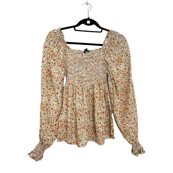 Cynthia Rowley Floral Smocked Blouse - Bohemian Peasant Size Women’s Small - Thumbnail 11