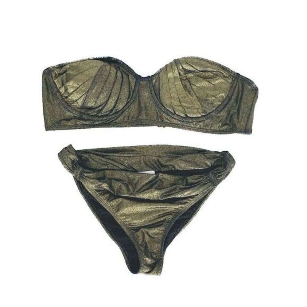 Zac Posen for Target Metallic Gold Bikini Set - Top Size XL / Bottom Size M - Thumbnail 16