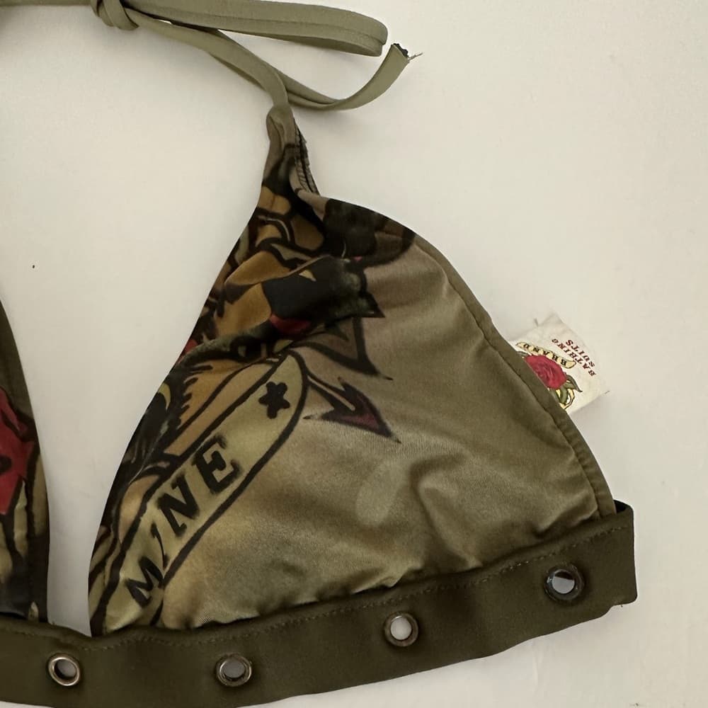 Lucky Brand Sailor Tattoo Army Camo Grommet Y2K Bikini Set - Size Large - Thumbnail 5