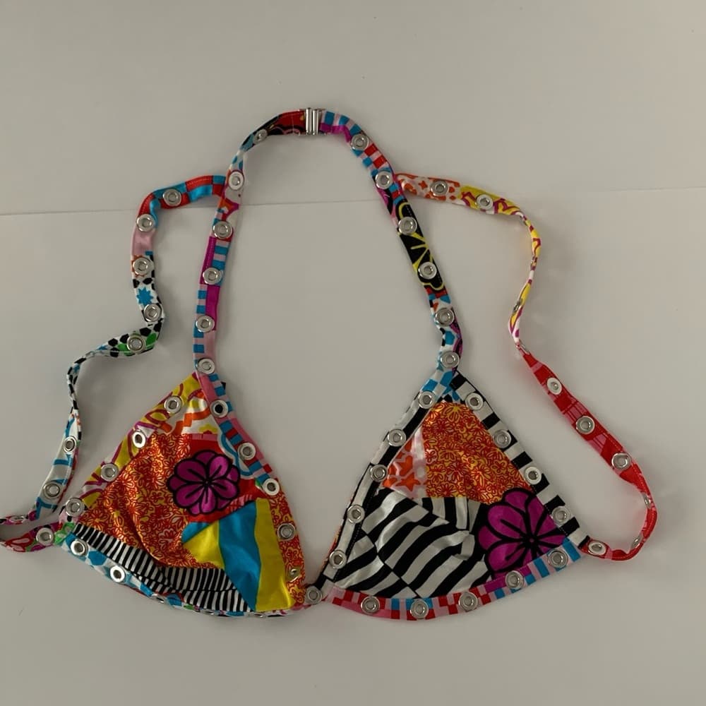 Versace Versus RARE Y2K Grommet Embellished 2 Piece Bikini Set Swimsuit Swimwear - Thumbnail 6