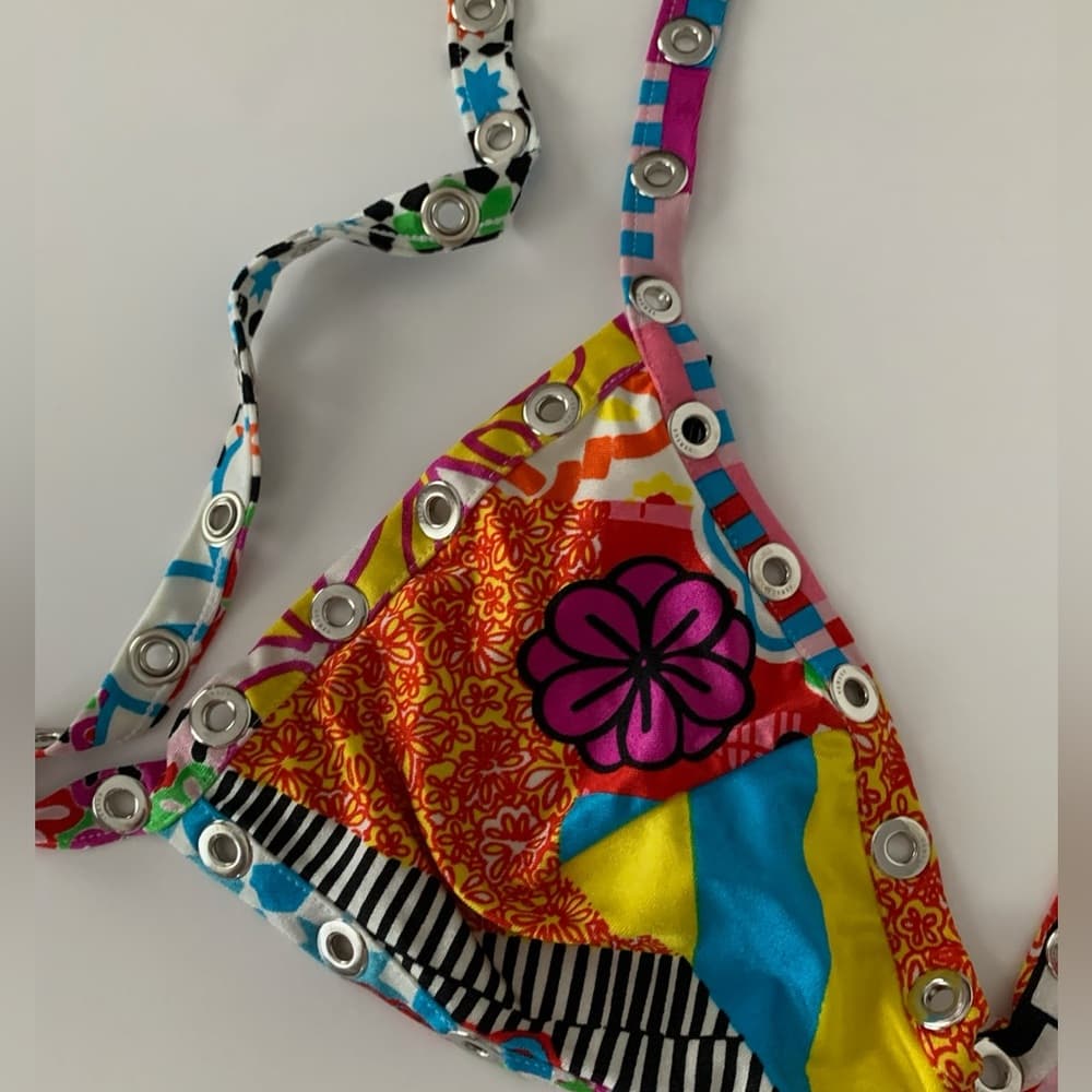 Versace Versus RARE Y2K Grommet Embellished 2 Piece Bikini Set Swimsuit Swimwear - Thumbnail 5