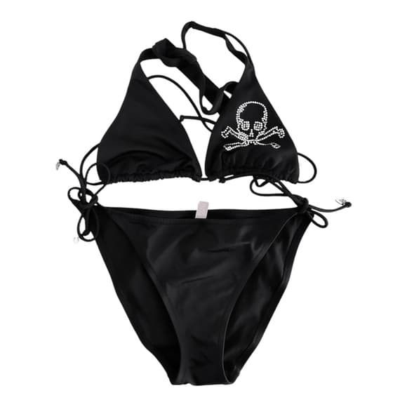 Victoria’s Secret Vintage Y2K Skull Rhinestone Black Bikini Set Size Large - Thumbnail 17