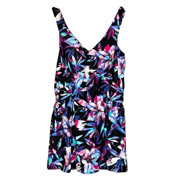 Le Cove Tropical Floral One Piece Swimsuit Size 16 Padded Vintage Resortwear - Thumbnail 13