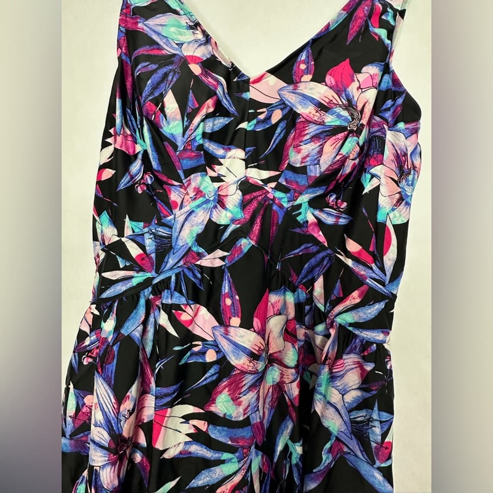 Le Cove Tropical Floral One Piece Swimsuit Size 16 Padded Vintage Resortwear - Thumbnail 10