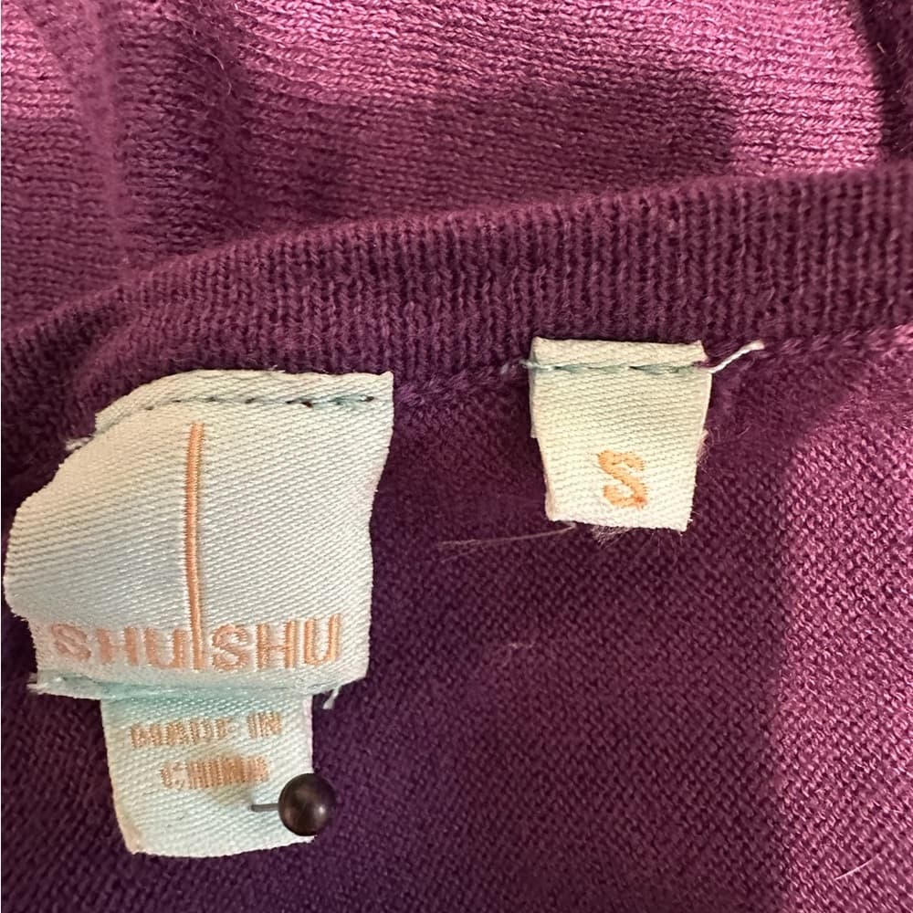 Shushu Purple Sweater Knit Top with Jewel Accent Size Small Coastal Dopamine - Thumbnail 3