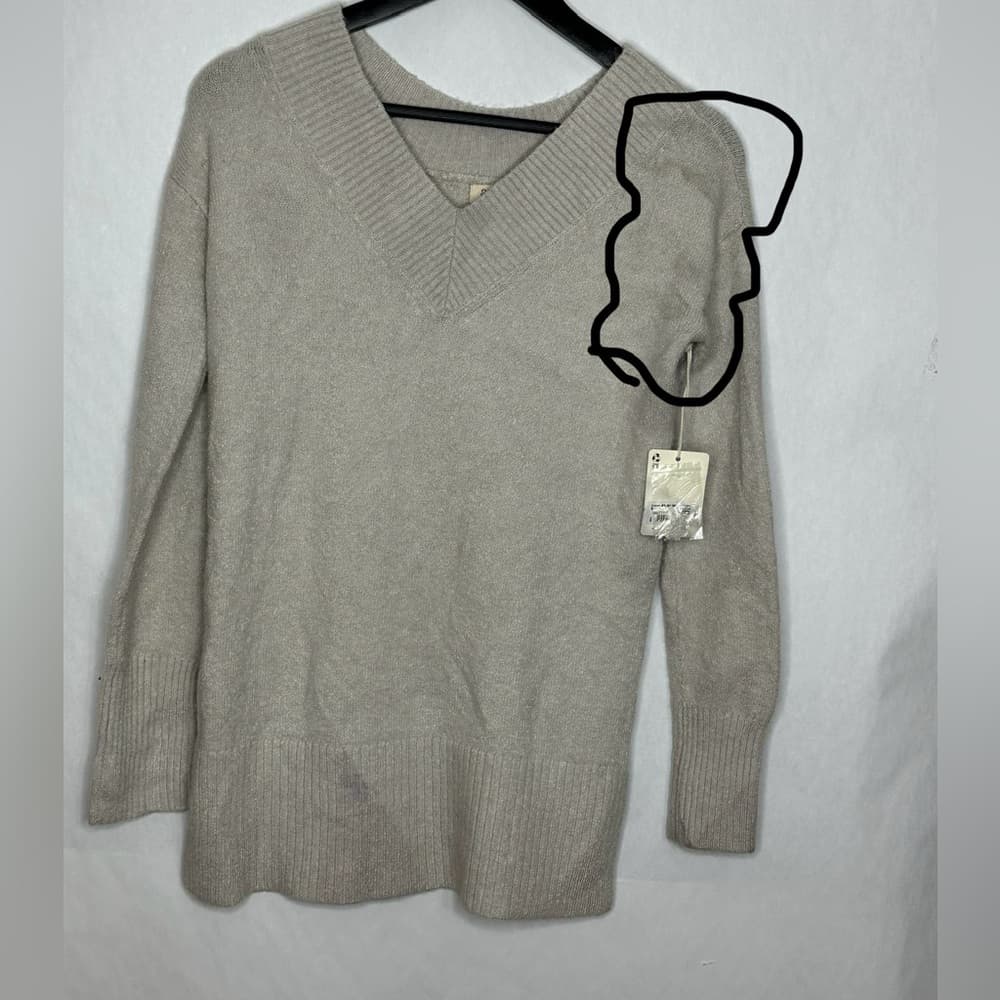 A.N.A A New Approach Beige V-Neck Knit Sweater XS Neutral Minimalist SEE NOTES - Thumbnail 12
