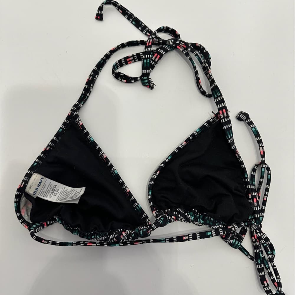 Old Navy Black & MultiColored Aztec Geometric Bikini TOP ONLY - Size Large - Thumbnail 3