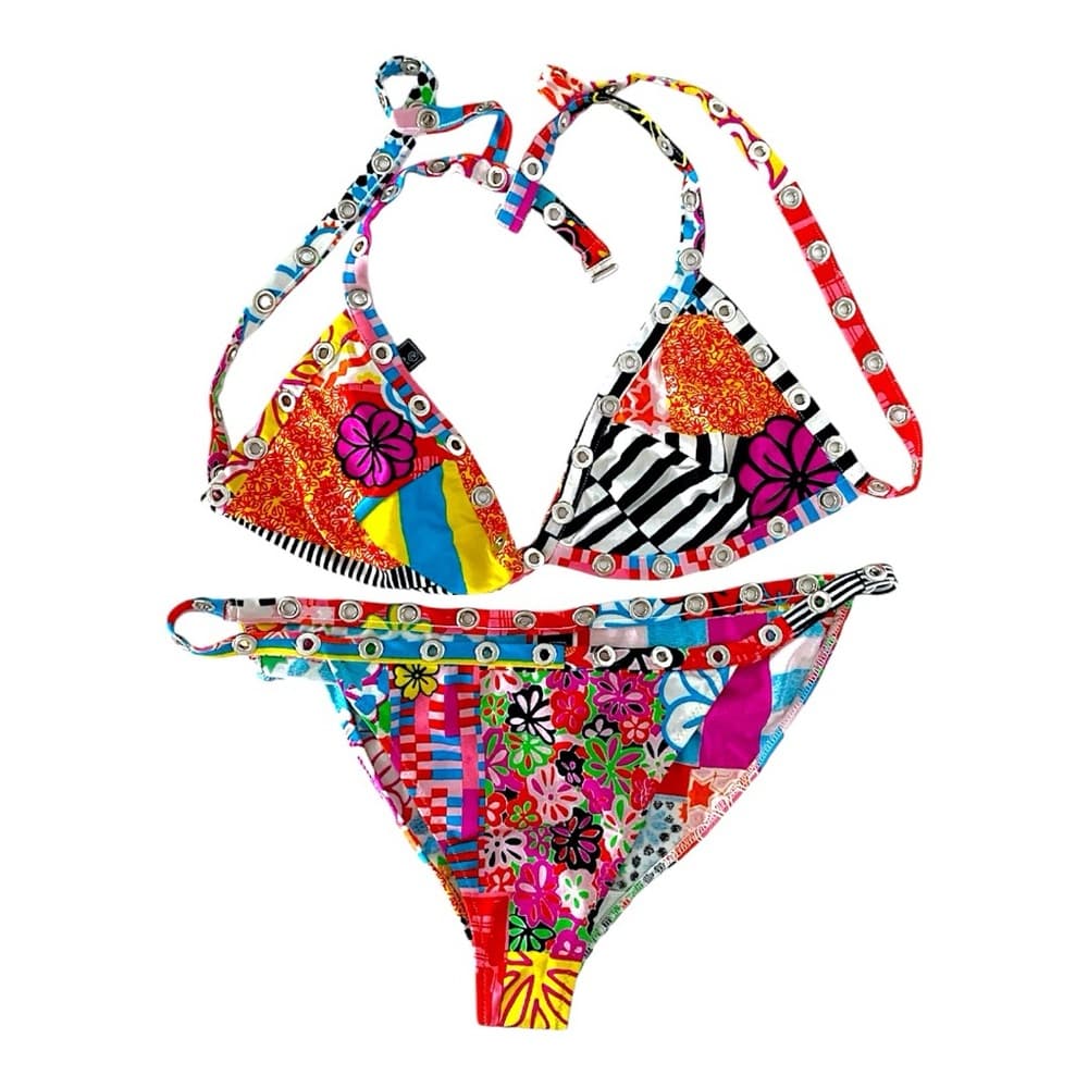 Versace Versus RARE Y2K Grommet Embellished 2 Piece Bikini Set Swimsuit Swimwear - Thumbnail 16