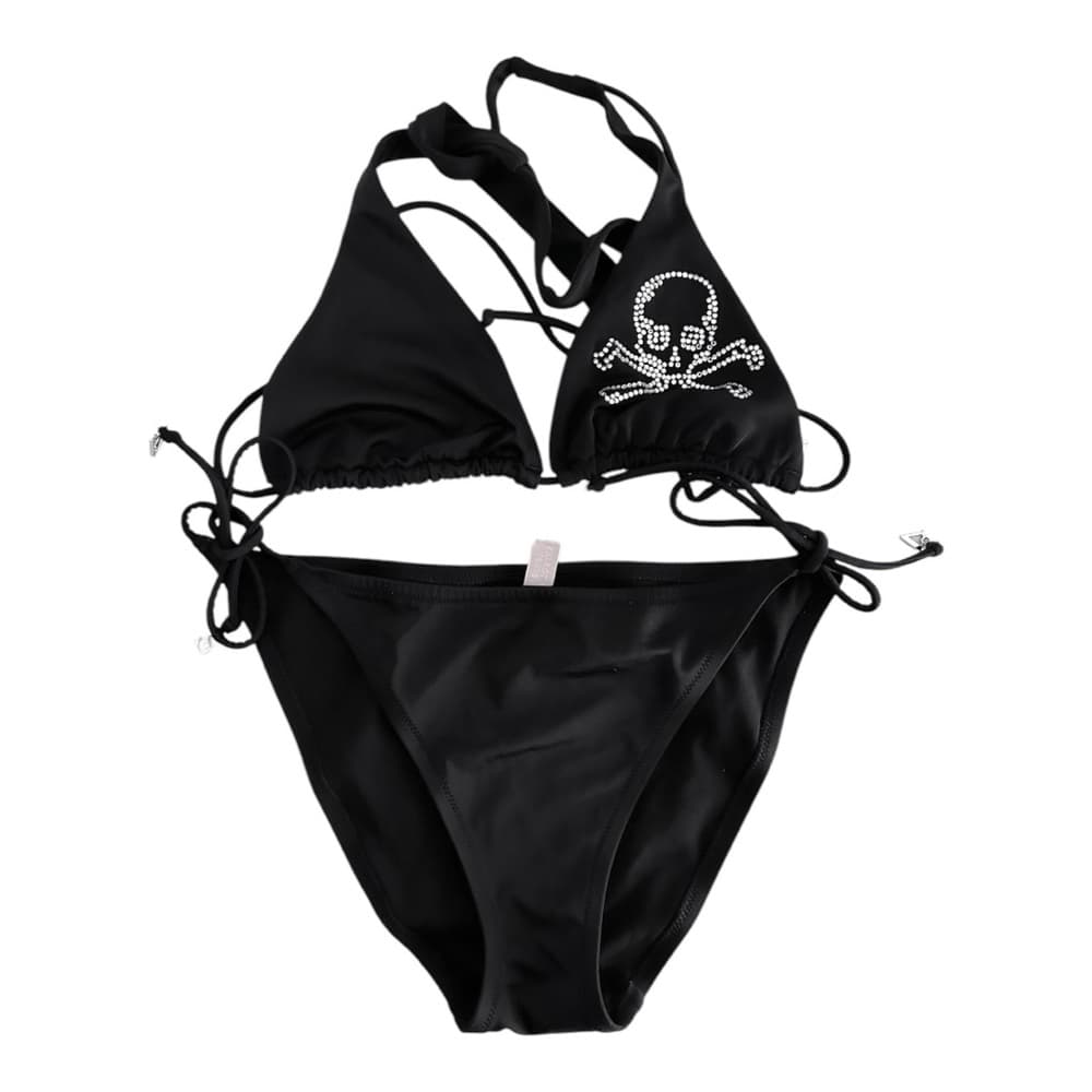 Victoria’s Secret Vintage Y2K Skull Rhinestone Black Bikini Set Size Large - Thumbnail 16
