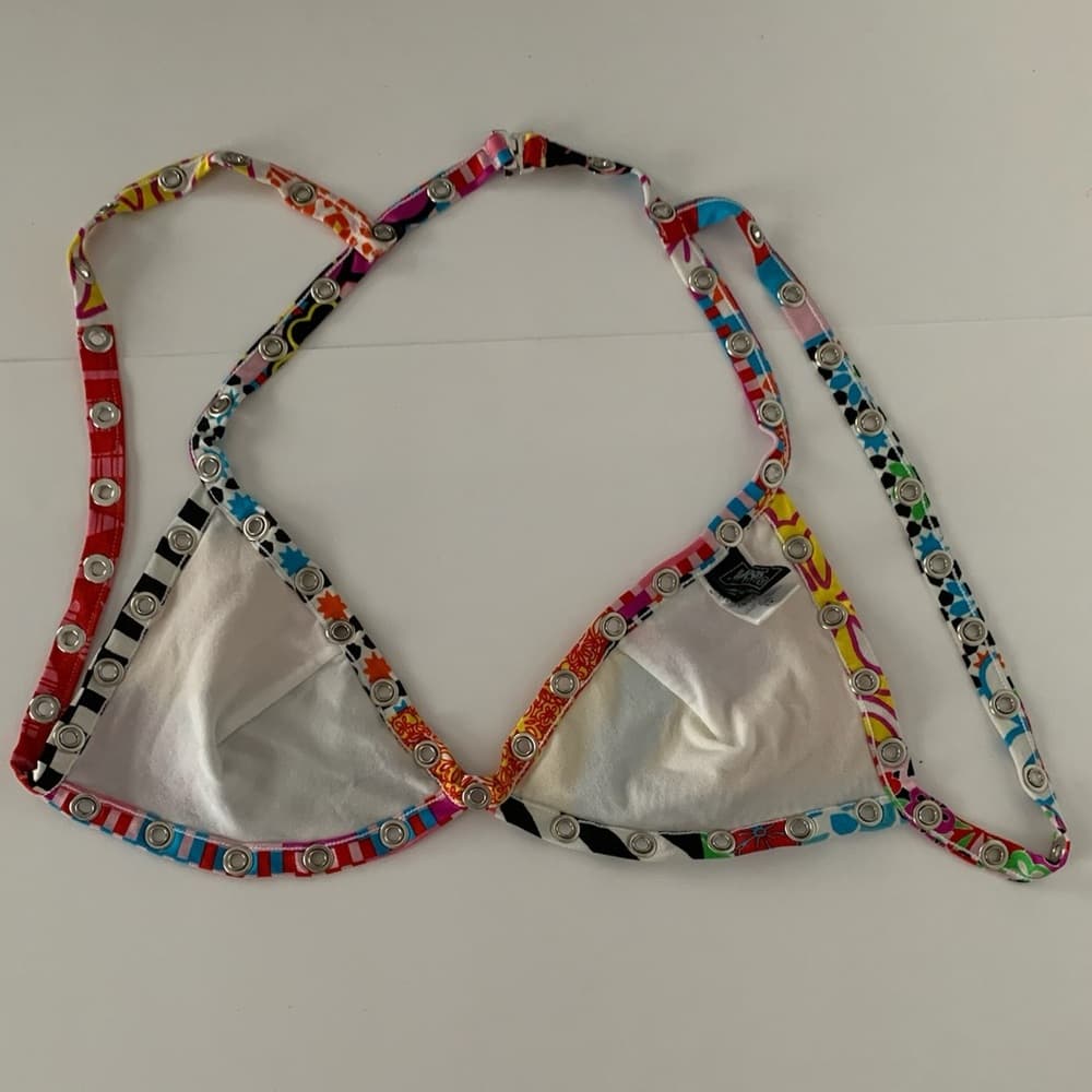 Versace Versus RARE Y2K Grommet Embellished 2 Piece Bikini Set Swimsuit Swimwear - Thumbnail 2