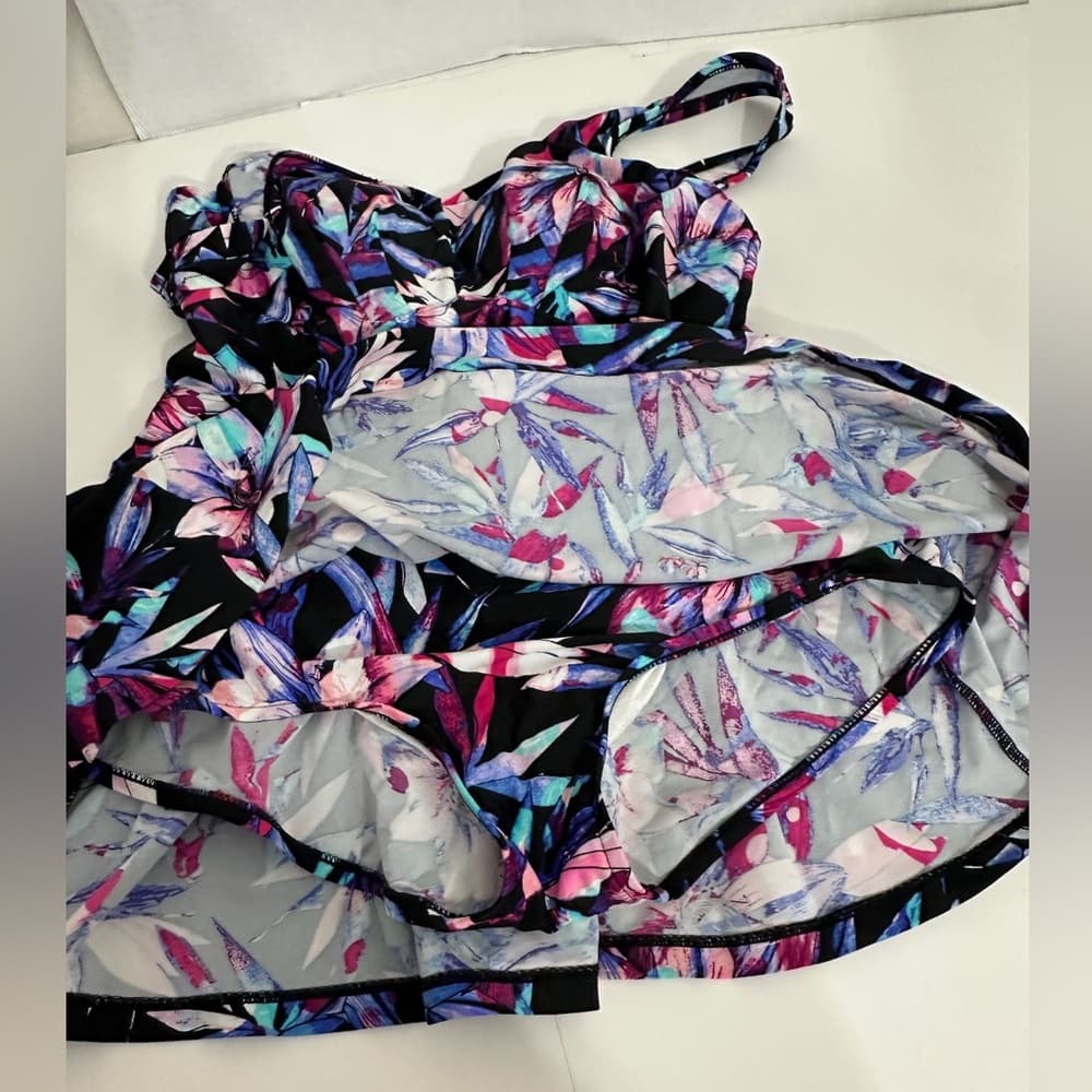 Le Cove Tropical Floral One Piece Swimsuit Size 16 Padded Vintage Resortwear - Thumbnail 7