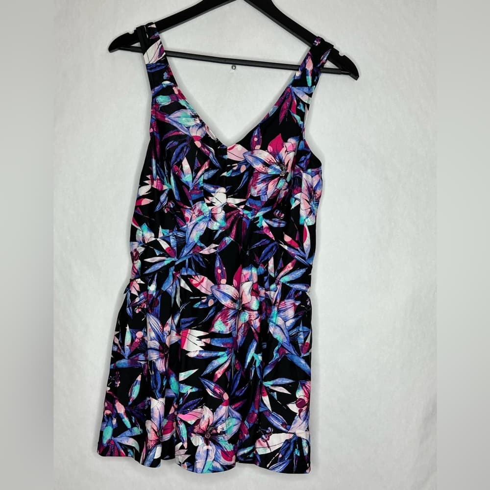 Le Cove Tropical Floral One Piece Swimsuit Size 16 Padded Vintage Resortwear - Thumbnail 5